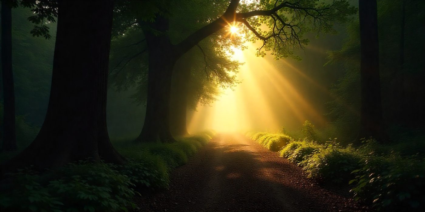 A road leading towards sunlight