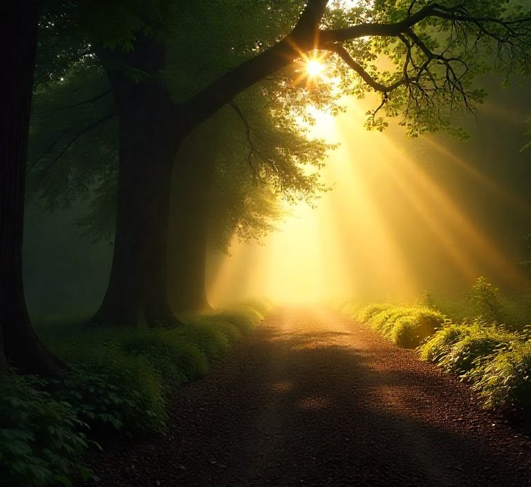 A road leading towards sunlight